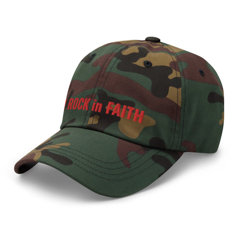 I ROCK in FAITH Dad Hat Red Thread